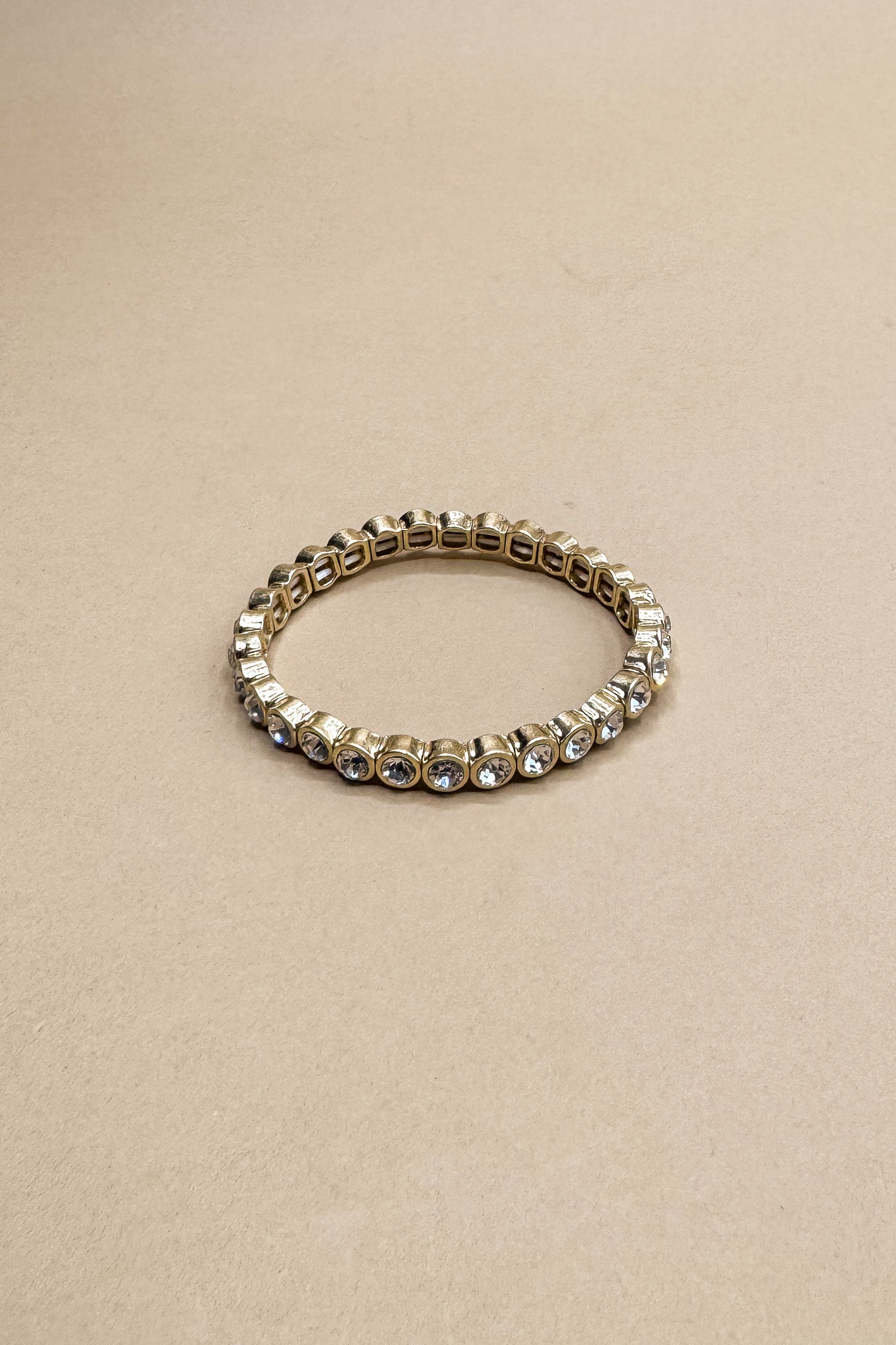 Maria Gold & Rhinestone Stretchy Bangle Bracelet- close up view