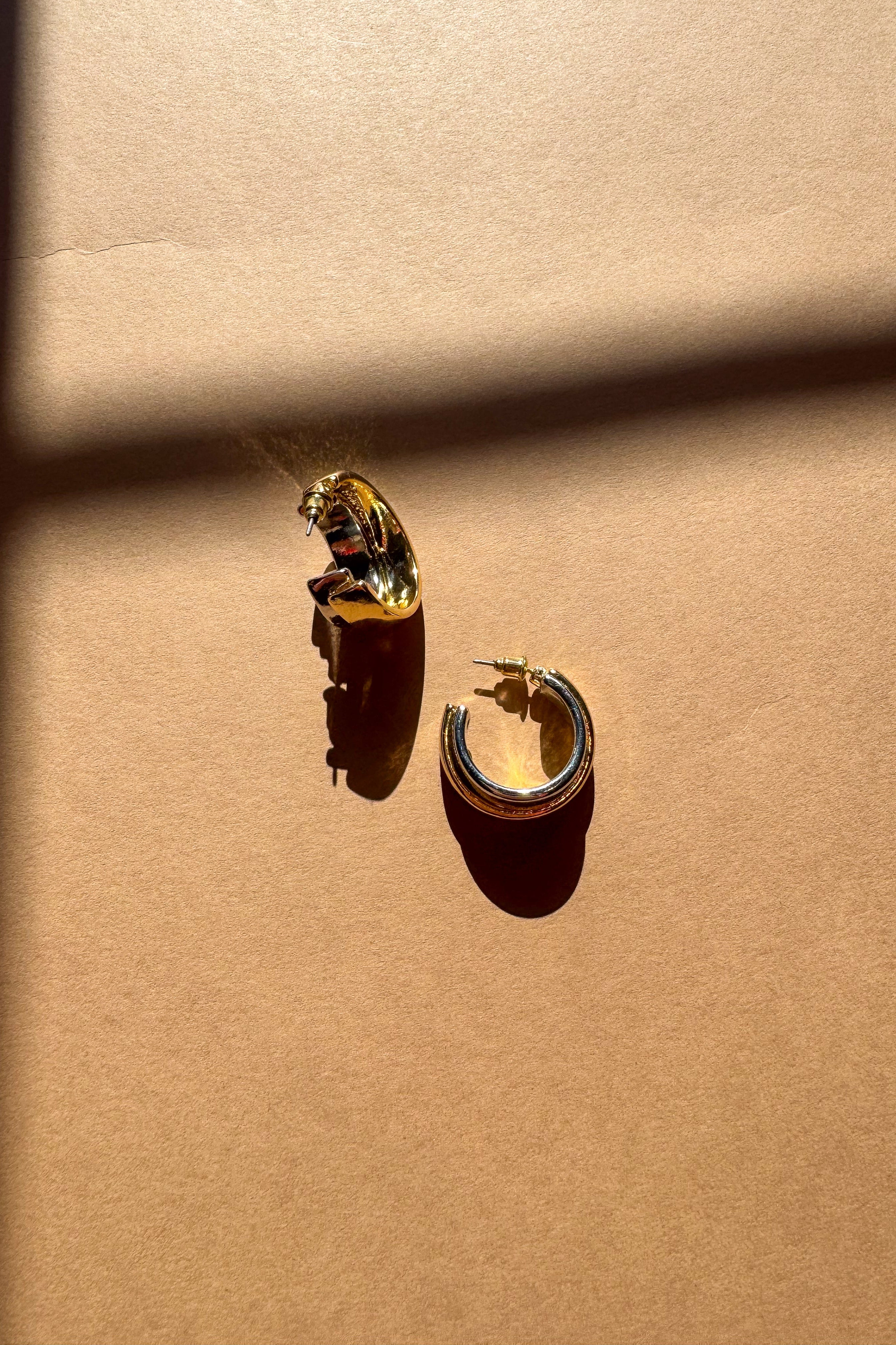 Hadley Gold & Silver Hoop Earrings - flat lay