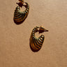 Georgia Gold Ribbed Scooped Earrings - flat lay close up