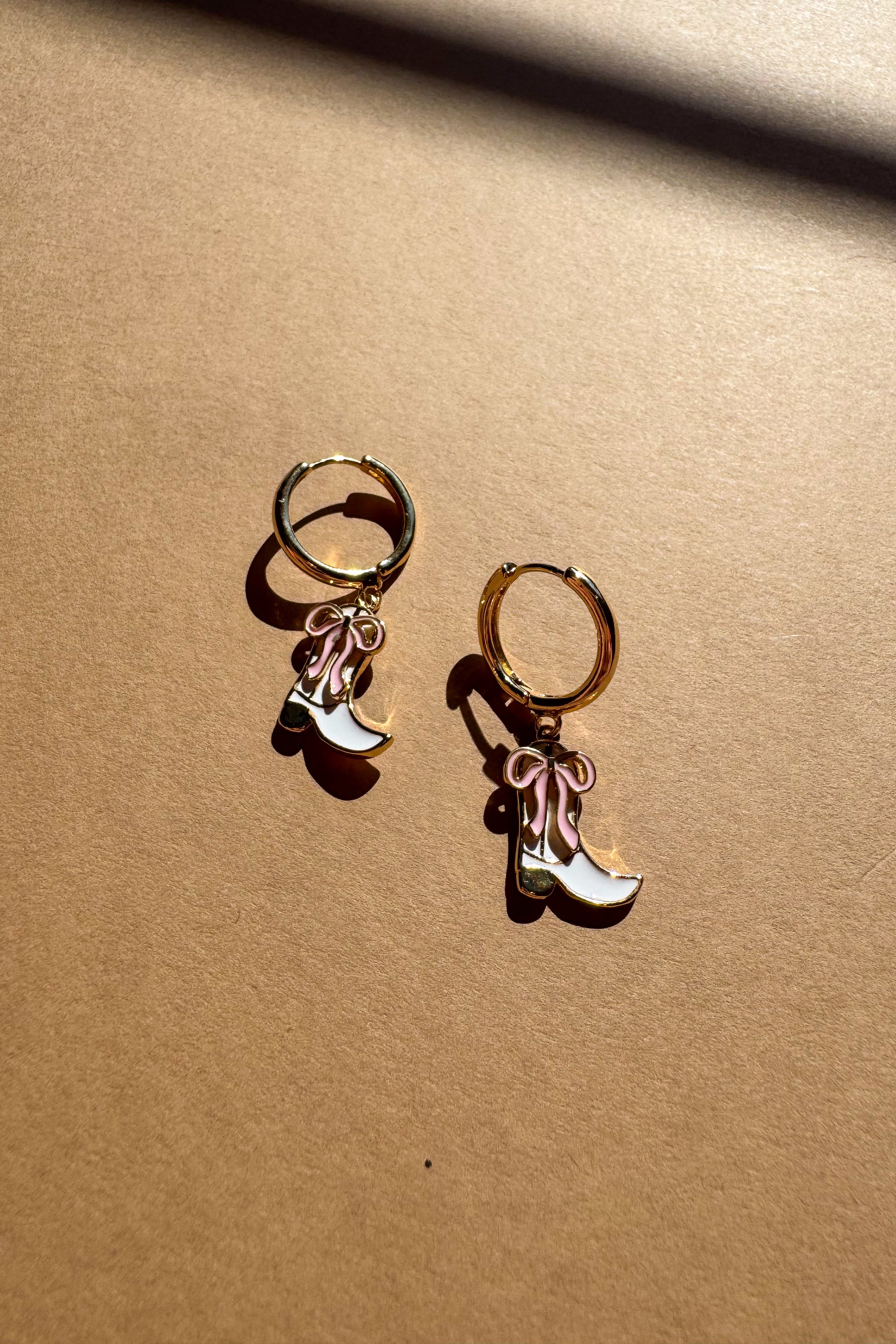 Kimberly Cowgirl Boot Huggie Earrings - flat lay