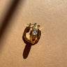 Ophelia Hammered Gold & Rhinestone Hoop Earrings - flat lay side/top view