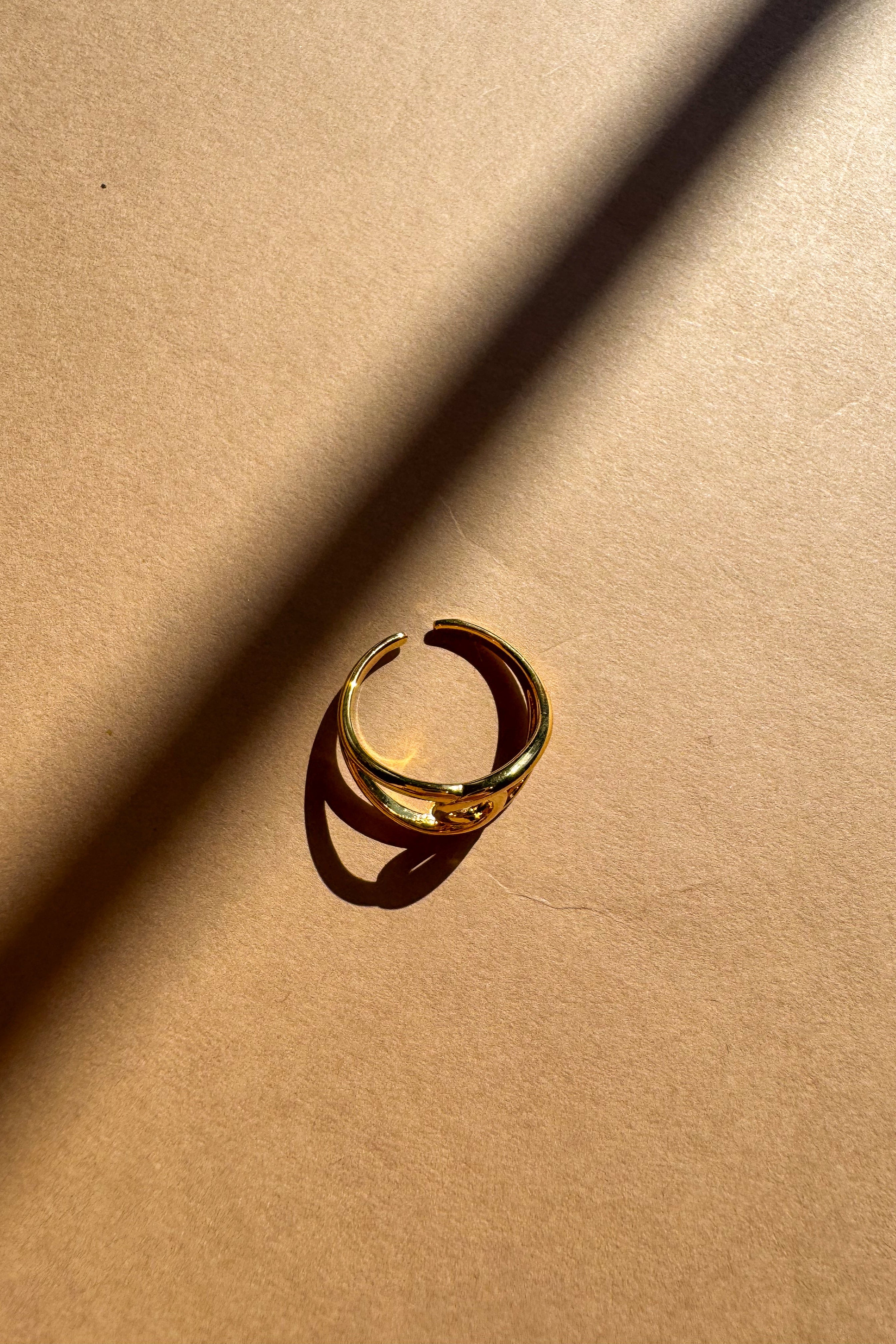 Carmella Gold Dipped Intertwined Ring - flat lay view