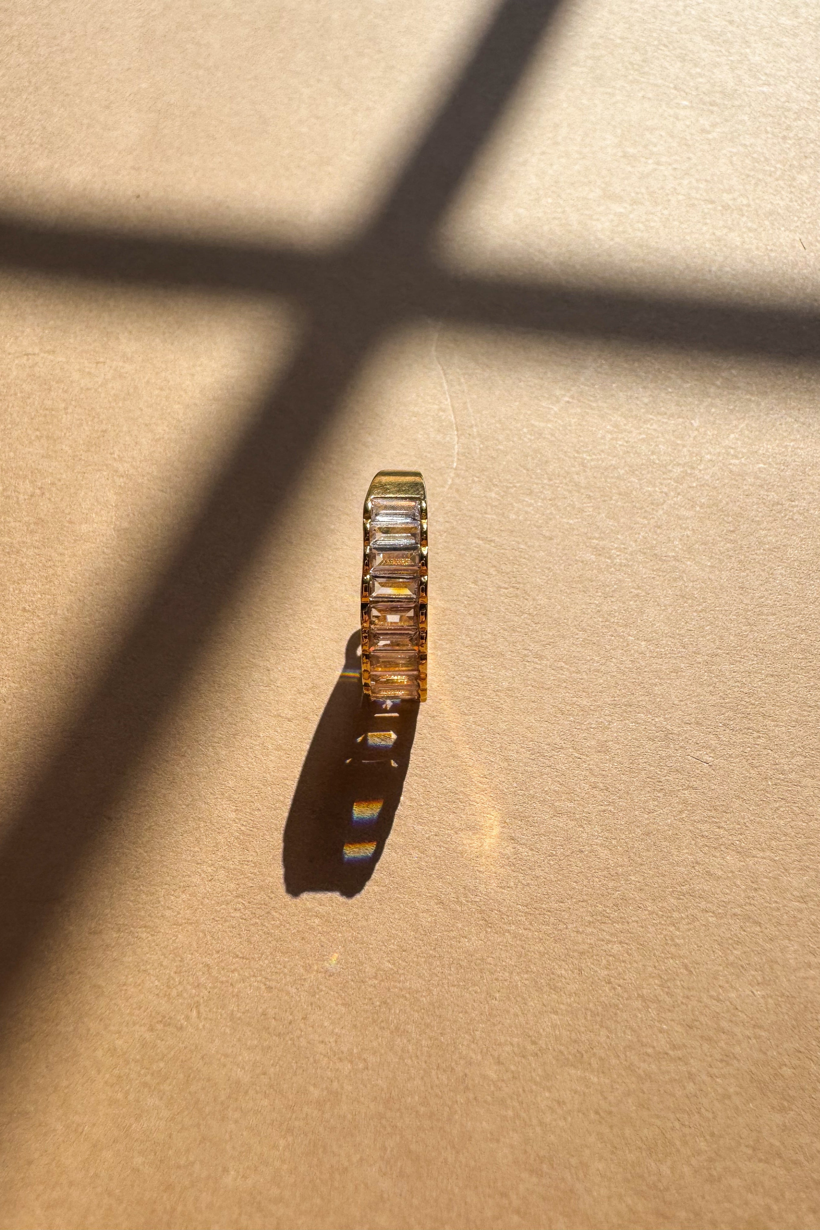 Rima Clear Stone Gold Dipped Ring - flat lay top view