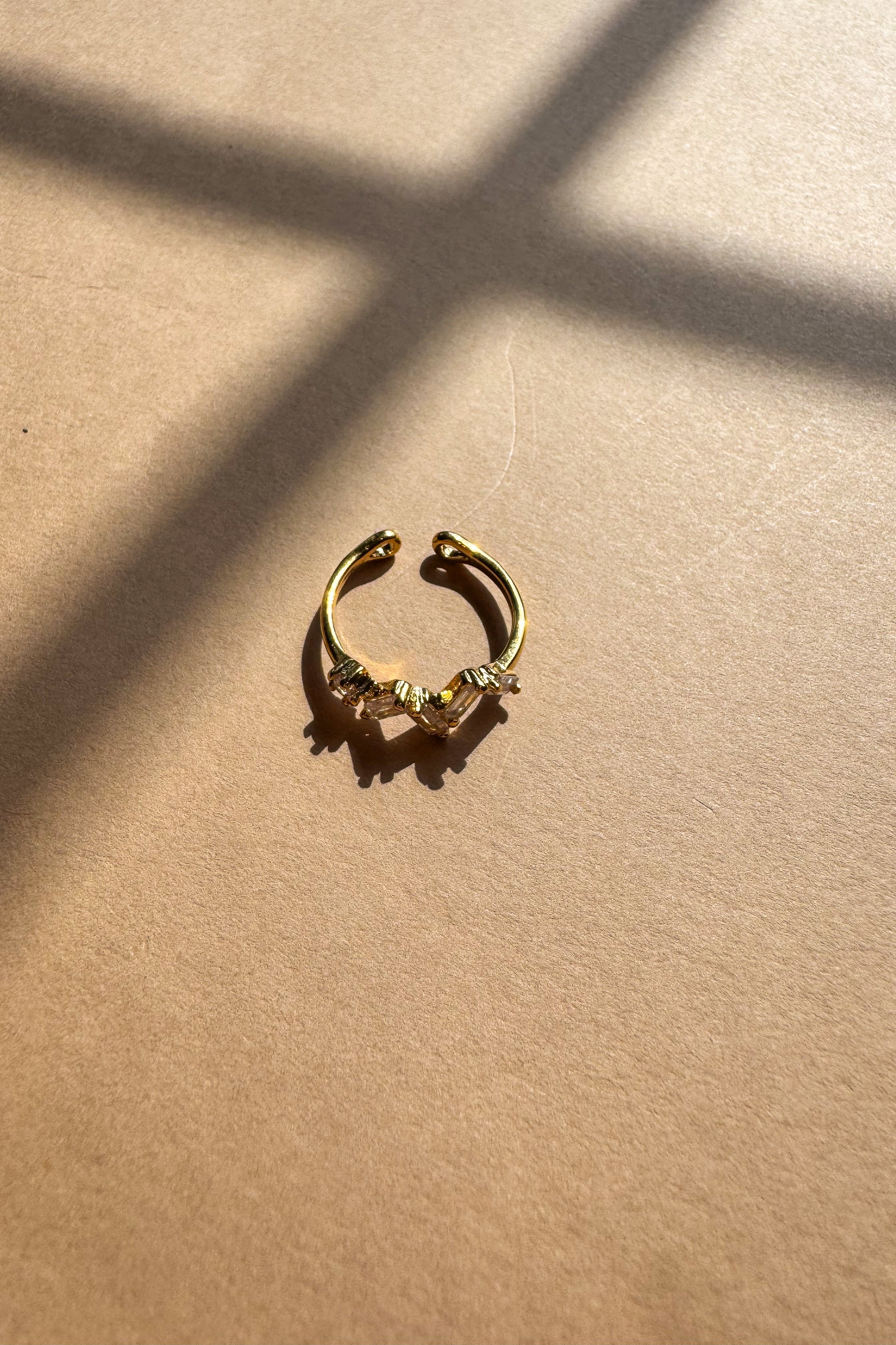 Natasha Gold Dipped Stone Ring - flat lay top view