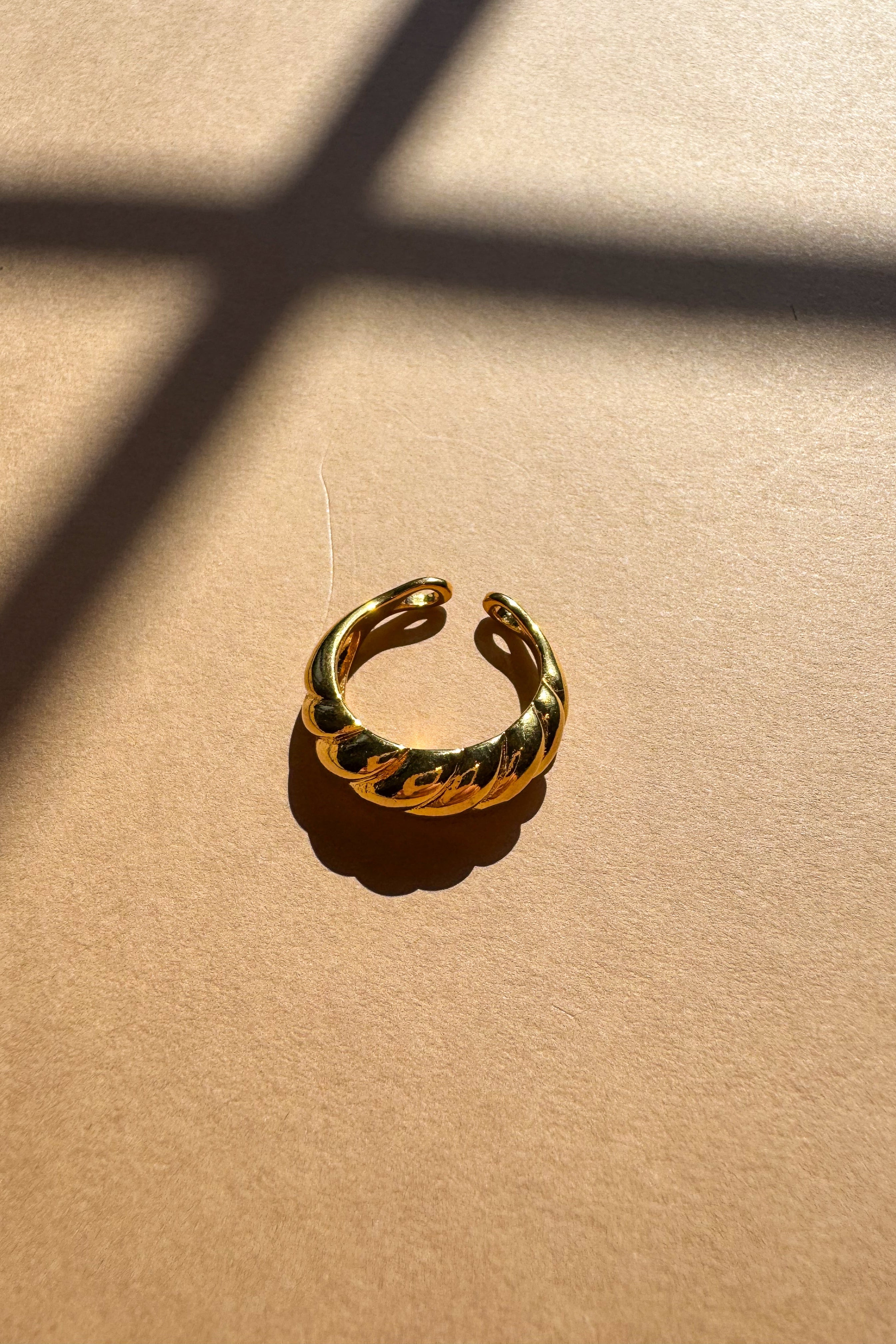 Nina Twisted Gold Dipped Ring - top view flat lay