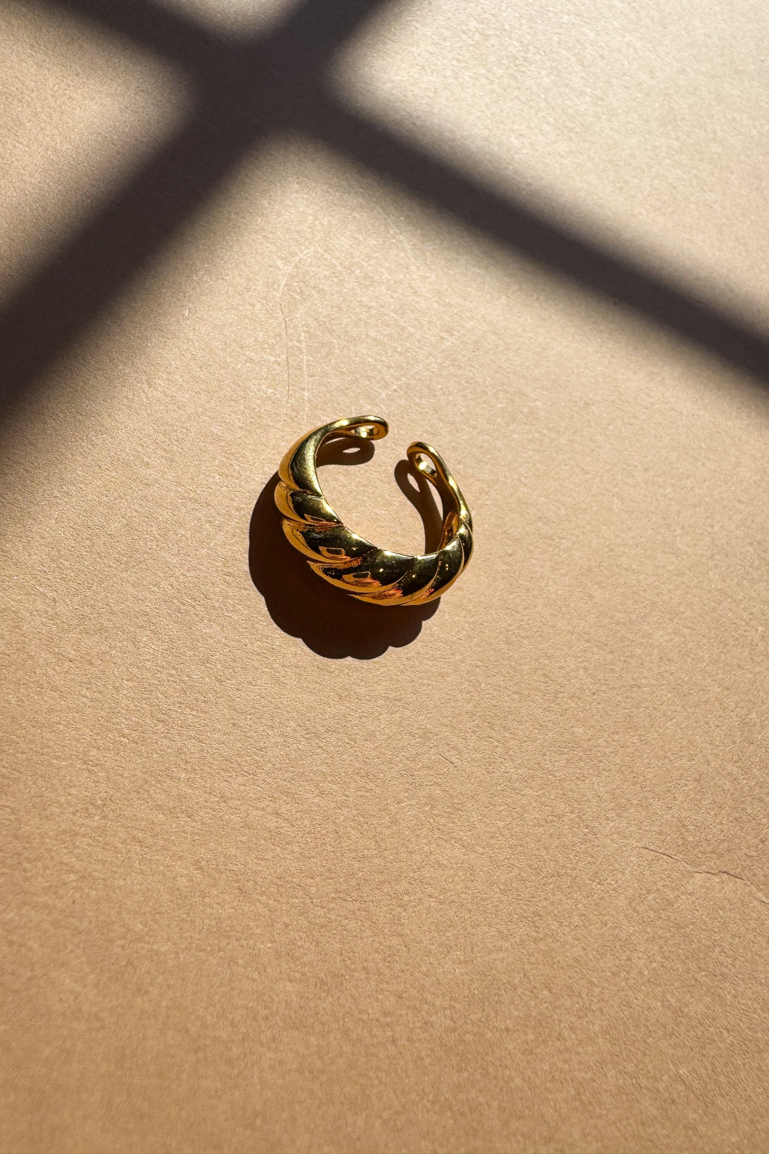 Nina Twisted Gold Dipped Ring - flat lay angeled view