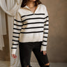 Luna Cream & Black Quarter Zip-Up Sweater- frontal side view