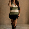 Macie Green & White Striped Sweater Vest - full body front view