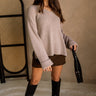 Melania Taupe Flare Sleeve Sweater- full body view