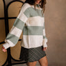 Raylan Sage & Cream Stripe Sweater- side view