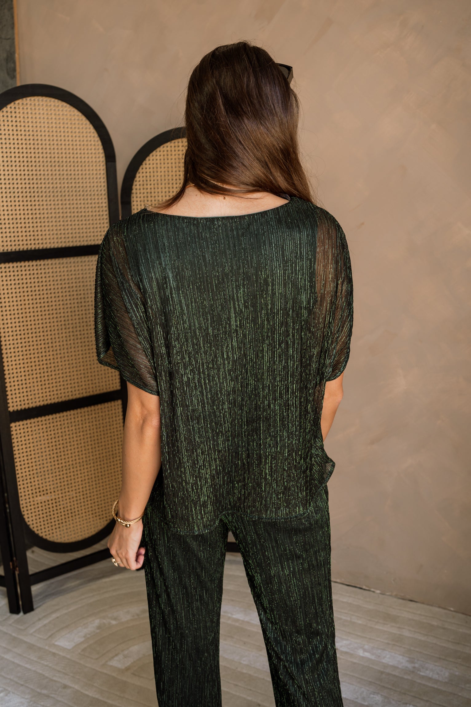 Mara Hunter Green Metallic Top- back view