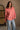 Marlo Coral Pink Knit Quarter Button-Up Sweater- frontal side view