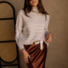 Elyse Mocha & White Stripe Sweater- front top view