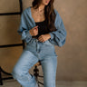 Lainey Cropped Shrug - blue - full body front view