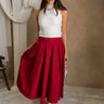 Aurora Crimson Red Midi Skirt- full body view