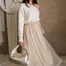 Allison Metallic Gold Maxi Skirt - full body front view