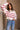 Lottie Cream & Red Stripe Sweater - front view - arm raised