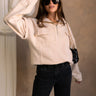 Fiora Cream Quarter Zip-Up Sweatshirt- front view