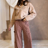 Emma Washed Brown Lounge Cargo Pants- full body view