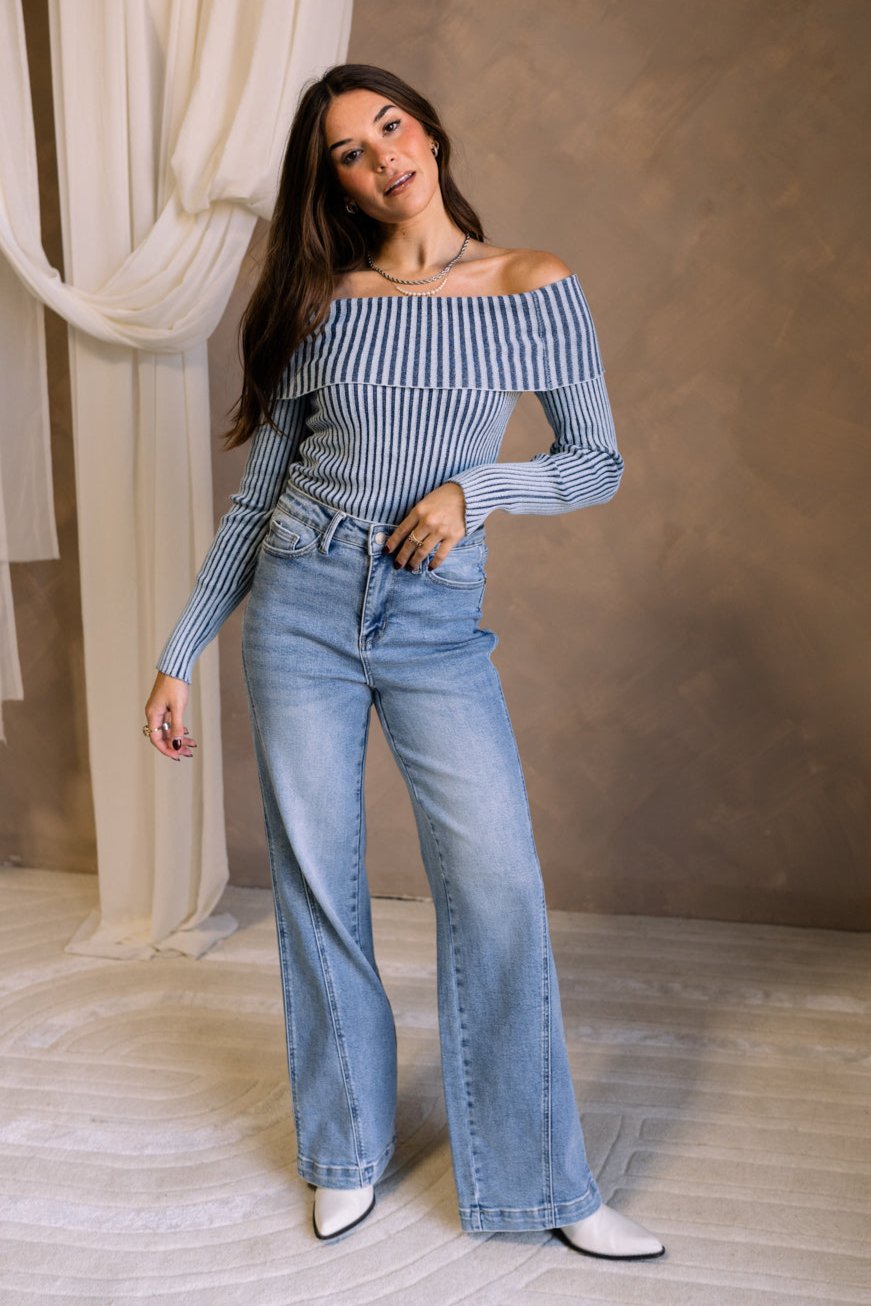 Callen Retro Wide Leg Jeans- full body view