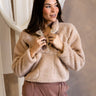 Rhea Beige Sherpa Pullover - front view