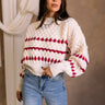 Lottie Cream & Red Stripe Sweater - front view