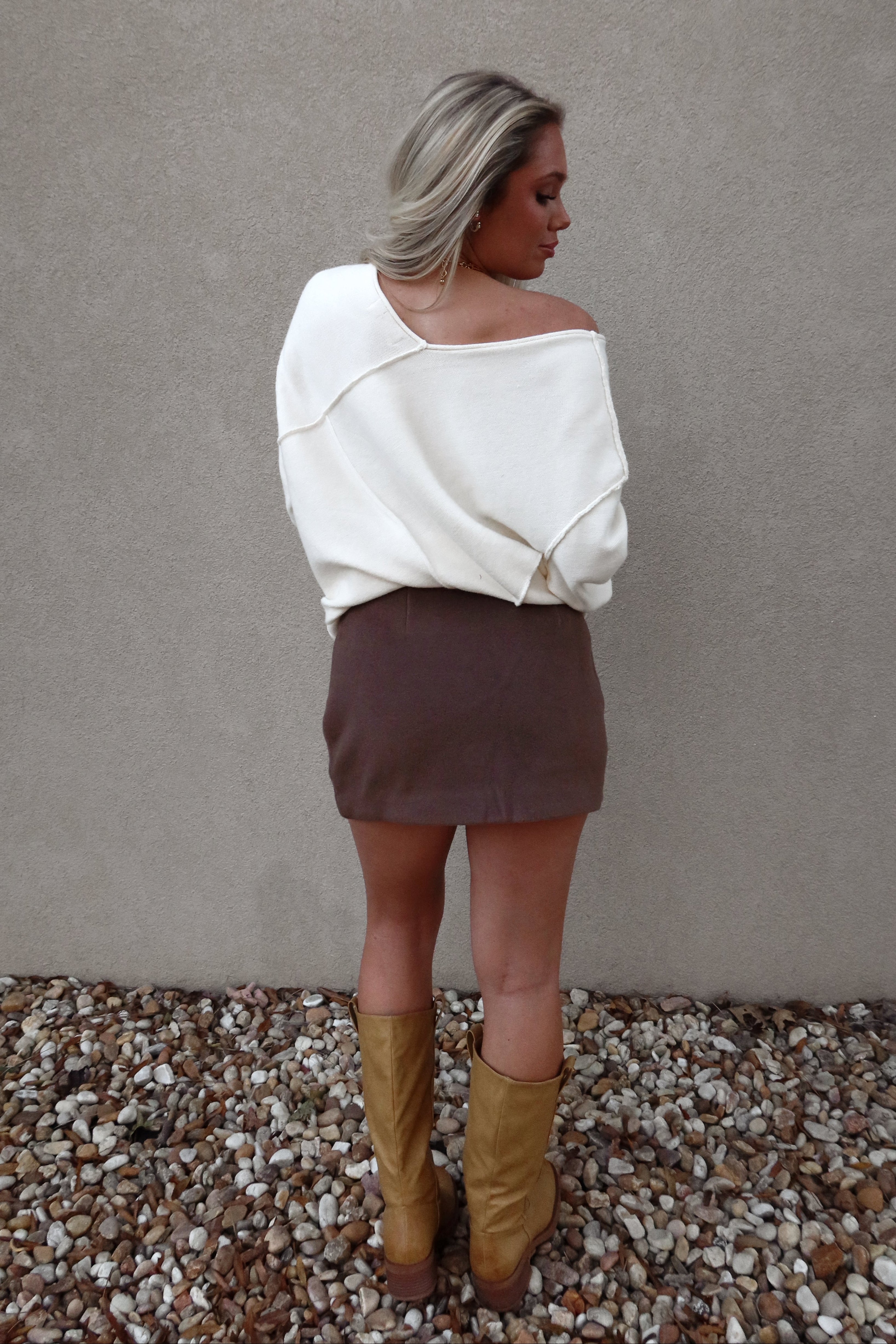 Morgana Mocha Mini Skirt - full back view