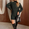 Breanna Green Mock Neck Sweater Dress - full body front view