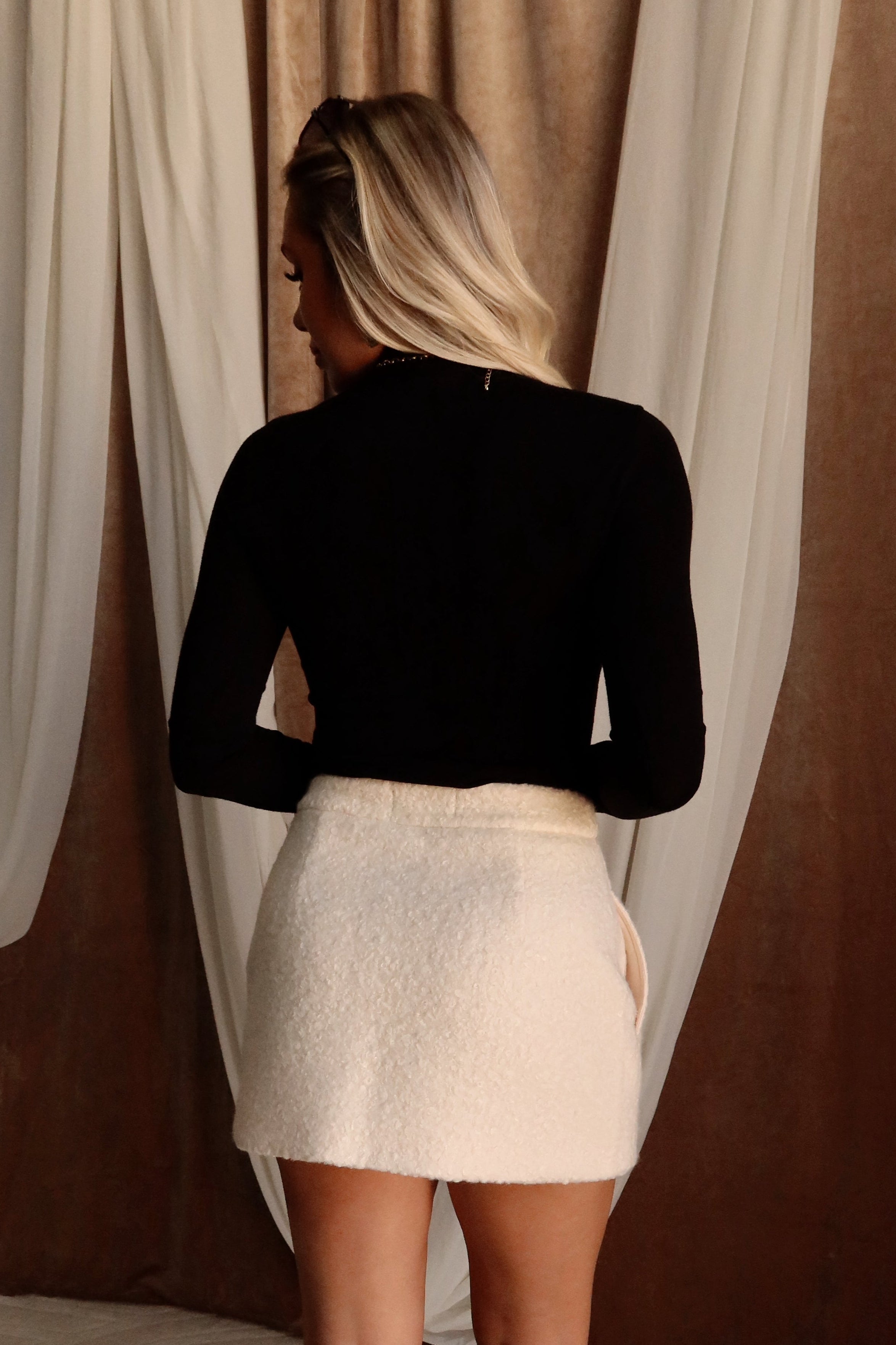 Emmie Black Mock Neck Top - back view