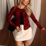 Drea Burgundy Mesh Floral Cardigan - front view