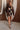 Romi Black & Taupe Floral Mini Dress - full body view with jacket