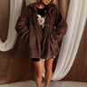 Fallon Brown Faux Fur Jacket - full body front view 