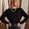 Leena Black Long Sleeve Sweater - close front view