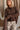 Julietta Brown Knit Ruffle Cardigan- close up view