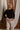 Solana Black Mesh Ruched Bodysuit- front view