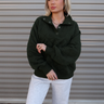 Lena Hunter Green Quarter Button-Up Sweatshirt- front view
