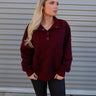 Lena Burgundy Quarter Button-Up Sweatshirt- front view