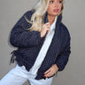 Pennie Navy Polka Dot Puffer Jacket - front view