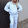 Taylor Heather Grey Wide Leg Sweatpants - full body front view