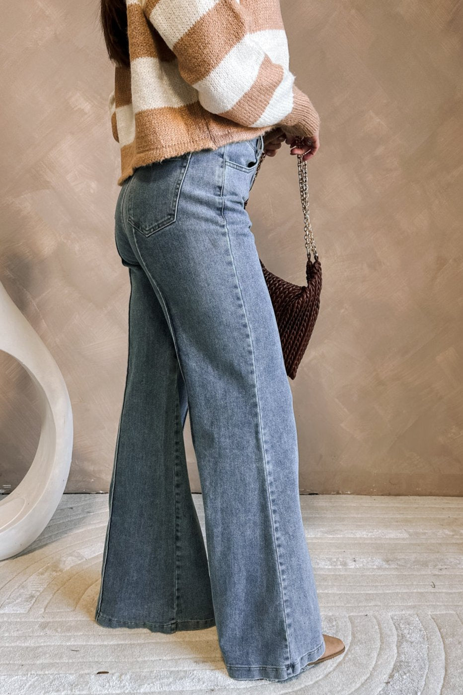 Angela Medium Wash Flare Jeans - side view