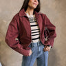 Jasmine Burgundy Long Sleeve Jacket- front view