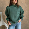 Angelica Slate Green Ribbed Knit Sweater- front view