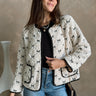 Juniper Cream Bow Sherpa Jacket-top front view