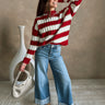 Delaney Red & Gold Striped Sweater-front view