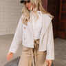 Amara Cropped Button-Up Oatmeal Jacket- front view