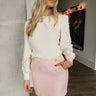 Daphne Pink Tweed & Pearl Mini Skirt- front view