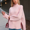 Kendall Pink High Neck Long Sleeve Sweater- top view