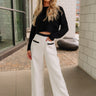 Stella Black & Cream Pearl Wide Leg Pants- full body view