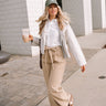 Madeline Taupe Tie Knot Wide Leg Pants- full body view