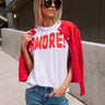 AMORE! Red & White Graphic Tee- front view